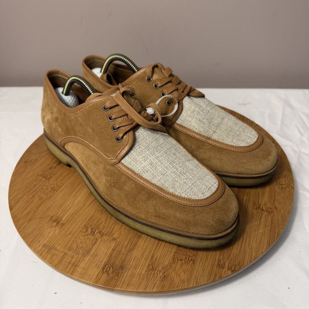 Marc Nolan Mens 9 lace up Loafers Suede And canvas brown shoes